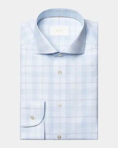 Eton Men's Elevated Check Cotton Linen Contemporary-Fit Dress Shirt | Thumbnail 2 Eton Men's Elevated Check Cotton Linen Contemporary-Fit Dress Shirt | Thumbnail 2