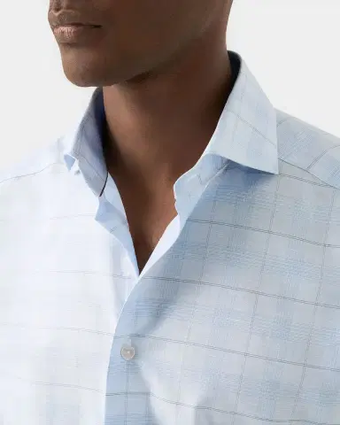 Eton Men's Elevated Check Cotton Linen Contemporary-Fit Dress Shirt | Thumbnail 5 Eton Men's Elevated Check Cotton Linen Contemporary-Fit Dress Shirt | Thumbnail 5
