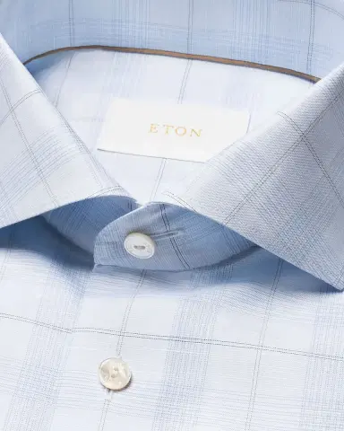 Eton Men's Elevated Check Cotton Linen Contemporary-Fit Dress Shirt | Thumbnail 6 Eton Men's Elevated Check Cotton Linen Contemporary-Fit Dress Shirt | Thumbnail 6