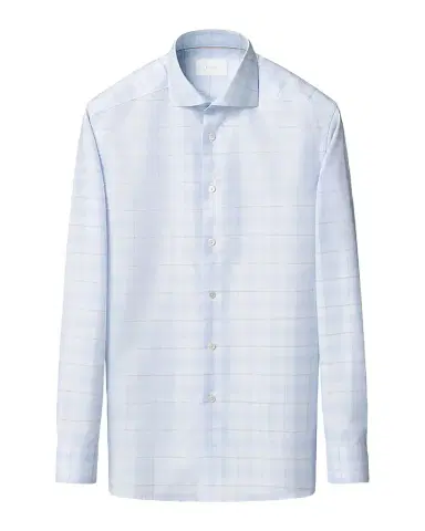Eton Men's Elevated Check Cotton Linen Contemporary-Fit Dress Shirt | Thumbnail 1 Eton Men's Elevated Check Cotton Linen Contemporary-Fit Dress Shirt | Thumbnail 1