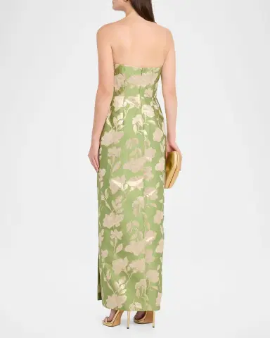 Aidan Mattox Strapless Metallic Jacquard Column Gown | Thumbnail 3 Aidan Mattox Strapless Metallic Jacquard Column Gown | Thumbnail 3
