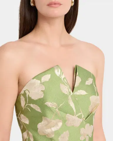 Aidan Mattox Strapless Metallic Jacquard Column Gown | Thumbnail 5 Aidan Mattox Strapless Metallic Jacquard Column Gown | Thumbnail 5
