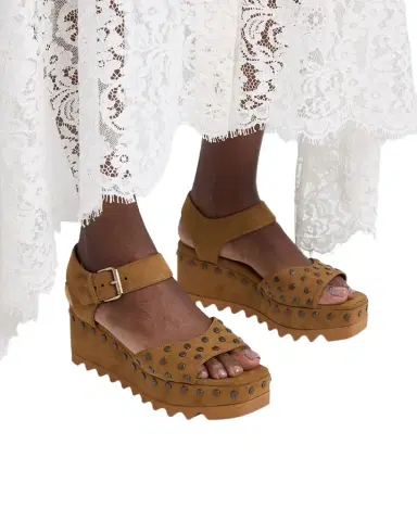 Stella McCartney 80mm Elyse Suede Wedge Sandals | Thumbnail 1 Stella McCartney 80mm Elyse Suede Wedge Sandals | Thumbnail 1