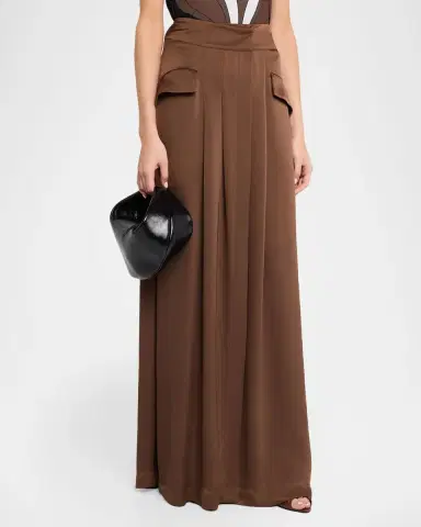 Ramy Brook Zella Pleated Satin Maxi Skirt | Thumbnail 4 Ramy Brook Zella Pleated Satin Maxi Skirt | Thumbnail 4