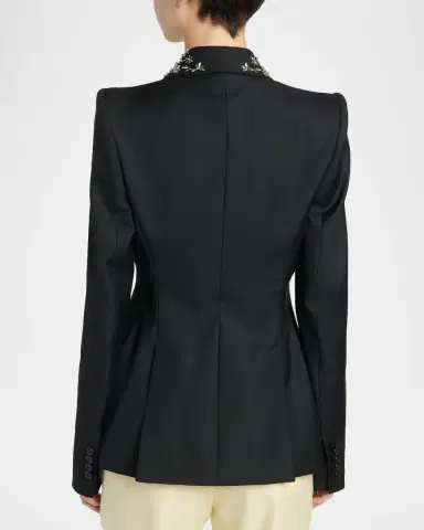 Alexander McQueen Beaded Lapel Single-Breasted Jacket | Thumbnail 3 Alexander McQueen Beaded Lapel Single-Breasted Jacket | Thumbnail 3