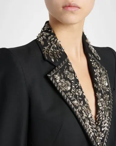Alexander McQueen Beaded Lapel Single-Breasted Jacket | Thumbnail 5 Alexander McQueen Beaded Lapel Single-Breasted Jacket | Thumbnail 5