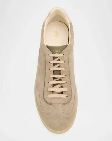 Brunello Cucinelli Men's Suede T-Toe Low-Top Sneakers | Thumbnail 5 Brunello Cucinelli Men's Suede T-Toe Low-Top Sneakers | Thumbnail 5
