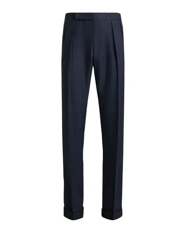 Men 's Cashmere and Silk Glen Plaid Pleated Trousers Men 's Cashmere and Silk Glen Plaid Pleated Trousers