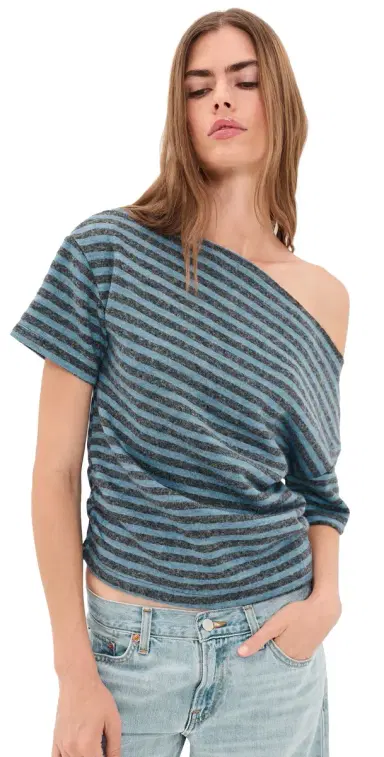 LIONESS Wildlands Tee Grey/Blue Stripe | Thumbnail 1 LIONESS Wildlands Tee Grey/Blue Stripe | Thumbnail 1