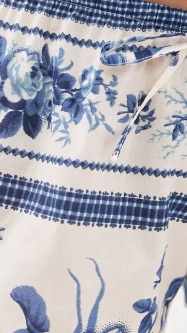 Montce Scalloped Drawstring Shorts Blue Toile Stripe S | Thumbnail 6 Montce Scalloped Drawstring Shorts Blue Toile Stripe S | Thumbnail 6