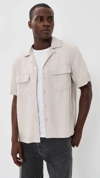 Madewell Short Sleeve Tencel Shirt Form Grey | Thumbnail 2 Madewell Short Sleeve Tencel Shirt Form Grey | Thumbnail 2