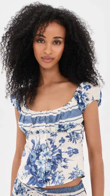 Montce Blue Toile tripe Millie Top Blue Toile tripe | Thumbnail 2 Montce Blue Toile tripe Millie Top Blue Toile tripe | Thumbnail 2