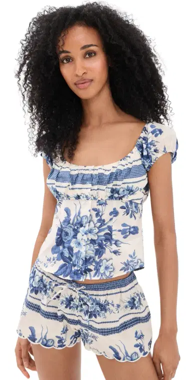 Montce Blue Toile tripe Millie Top Blue Toile tripe | Thumbnail 1 Montce Blue Toile tripe Millie Top Blue Toile tripe | Thumbnail 1