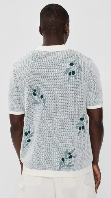 Marine Layer Asher Sweater Resort Shirt White Olive otif | Thumbnail 3 Marine Layer Asher Sweater Resort Shirt White Olive otif | Thumbnail 3
