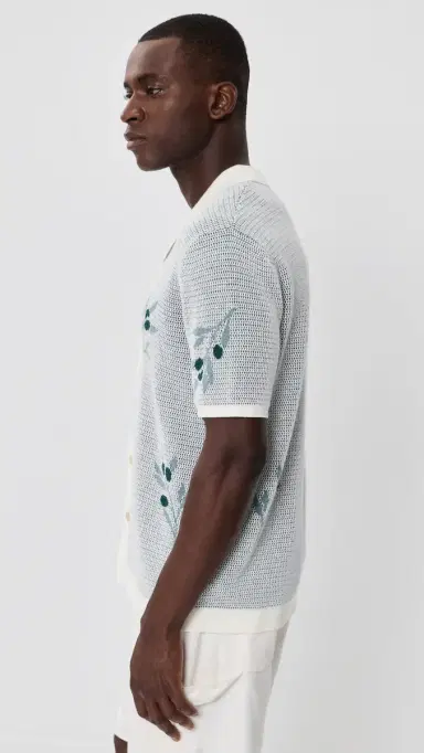 Marine Layer Asher Sweater Resort Shirt White Olive otif | Thumbnail 4 Marine Layer Asher Sweater Resort Shirt White Olive otif | Thumbnail 4