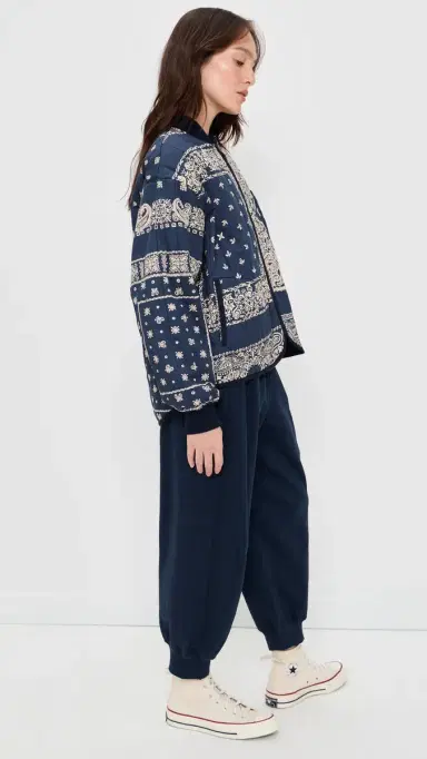 The Great. THE GREAT. The Quilted Bomber Jacket Navy Bandana Print 2 | Thumbnail 5 The Great. THE GREAT. The Quilted Bomber Jacket Navy Bandana Print 2 | Thumbnail 5