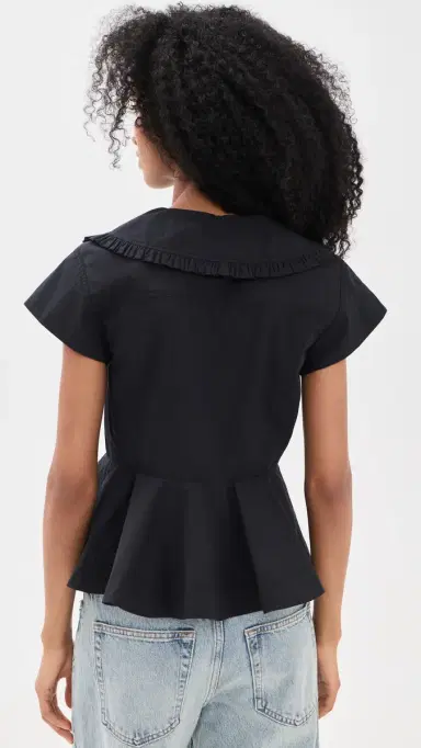 Ganni Regenerative Cotton Poplin Blouse Black | Thumbnail 3 Ganni Regenerative Cotton Poplin Blouse Black | Thumbnail 3