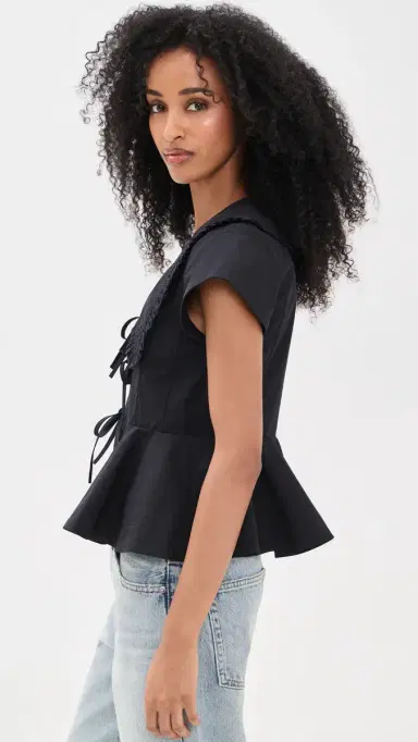 Ganni Regenerative Cotton Poplin Blouse Black | Thumbnail 4 Ganni Regenerative Cotton Poplin Blouse Black | Thumbnail 4