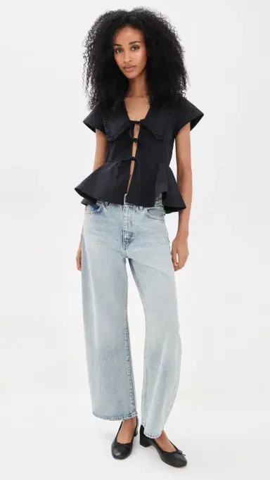 Ganni Regenerative Cotton Poplin Blouse Black | Thumbnail 5 Ganni Regenerative Cotton Poplin Blouse Black | Thumbnail 5