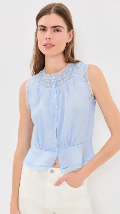 Alex Mill Collette Top In Ramie Hydrangea | Thumbnail 2 Alex Mill Collette Top In Ramie Hydrangea | Thumbnail 2