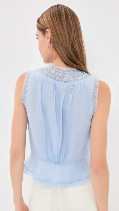 Alex Mill Collette Top In Ramie Hydrangea | Thumbnail 3 Alex Mill Collette Top In Ramie Hydrangea | Thumbnail 3