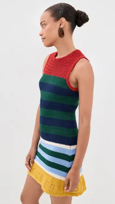 SIMONMILLER Yvonne Knit Mini Dress Brick Stripe Combo | Thumbnail 4 SIMONMILLER Yvonne Knit Mini Dress Brick Stripe Combo | Thumbnail 4