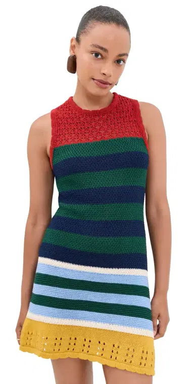 SIMONMILLER Yvonne Knit Mini Dress Brick Stripe Combo | Thumbnail 1 SIMONMILLER Yvonne Knit Mini Dress Brick Stripe Combo | Thumbnail 1