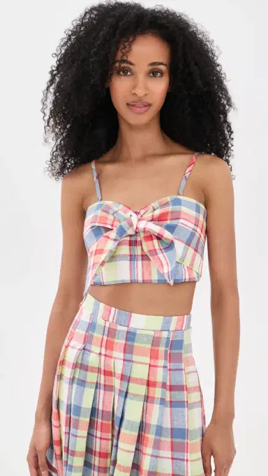 HUNTER BELL Pearl Linen Top Harbor Club Madras | Thumbnail 2 HUNTER BELL Pearl Linen Top Harbor Club Madras | Thumbnail 2