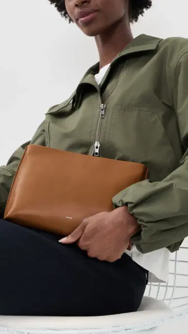 Vince Top Zip Pouch Saddle One Size | Thumbnail 3 Vince Top Zip Pouch Saddle One Size | Thumbnail 3