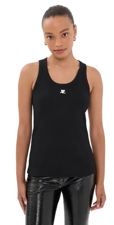 Courrèges 90's Rib Tank Top Black | Thumbnail 1 Courrèges 90's Rib Tank Top Black | Thumbnail 1