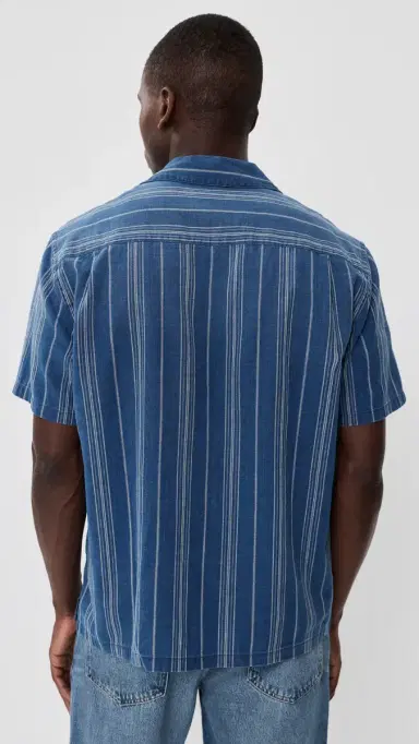 Madewell Short Sleeve Indigo Novelty Shirt Neal tripe | Thumbnail 3 Madewell Short Sleeve Indigo Novelty Shirt Neal tripe | Thumbnail 3