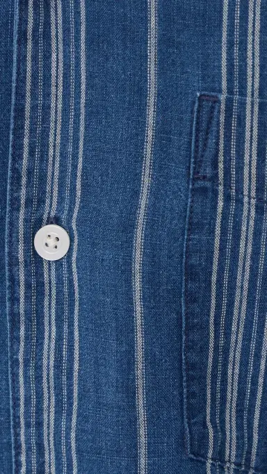 Madewell Short Sleeve Indigo Novelty Shirt Neal tripe | Thumbnail 6 Madewell Short Sleeve Indigo Novelty Shirt Neal tripe | Thumbnail 6
