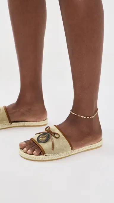 Versace Suede and Calf Leather Espadrilles Mud/Chestnut/Gold | Thumbnail 3 Versace Suede and Calf Leather Espadrilles Mud/Chestnut/Gold | Thumbnail 3