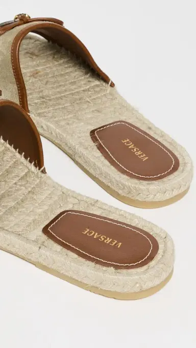 Versace Suede and Calf Leather Espadrilles Mud/Chestnut/Gold | Thumbnail 4 Versace Suede and Calf Leather Espadrilles Mud/Chestnut/Gold | Thumbnail 4
