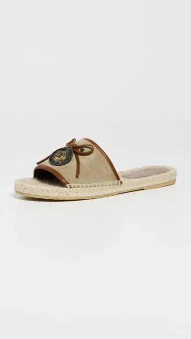 Versace Suede and Calf Leather Espadrilles Mud/Chestnut/Gold | Thumbnail 5 Versace Suede and Calf Leather Espadrilles Mud/Chestnut/Gold | Thumbnail 5
