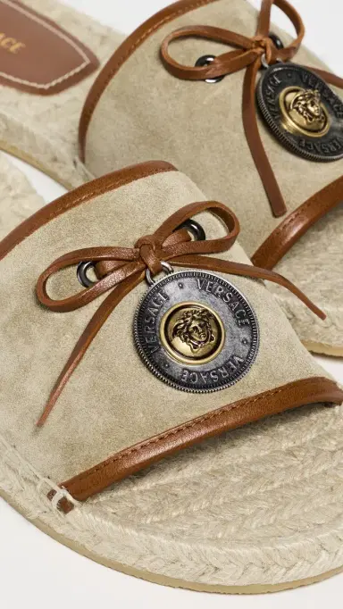 Versace Suede and Calf Leather Espadrilles Mud/Chestnut/Gold | Thumbnail 6 Versace Suede and Calf Leather Espadrilles Mud/Chestnut/Gold | Thumbnail 6