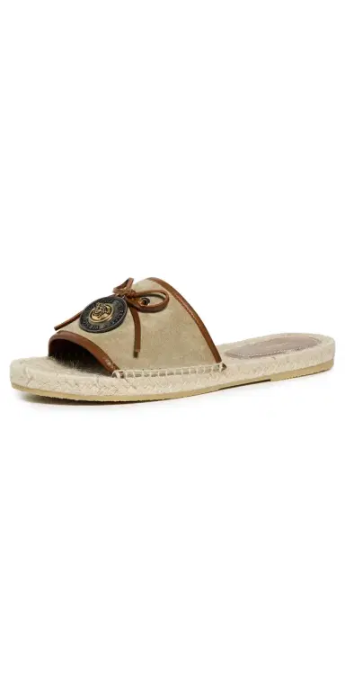 Versace Suede and Calf Leather Espadrilles Mud/Chestnut/Gold | Thumbnail 1 Versace Suede and Calf Leather Espadrilles Mud/Chestnut/Gold | Thumbnail 1
