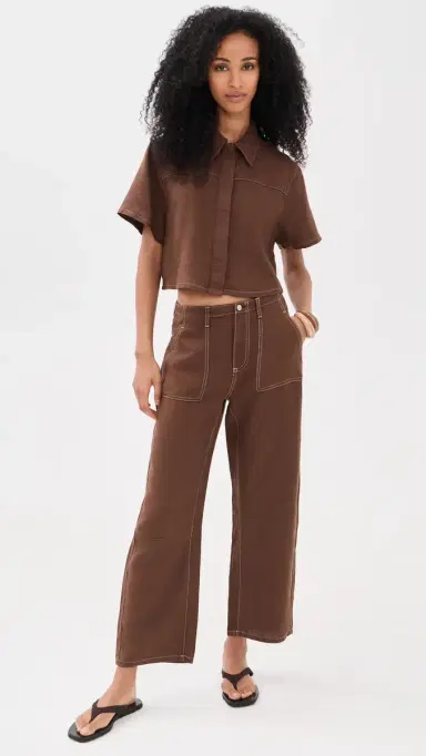 Le Jean Linen Short Sleeve Swing Shirt Cocoa | Thumbnail 5 Le Jean Linen Short Sleeve Swing Shirt Cocoa | Thumbnail 5