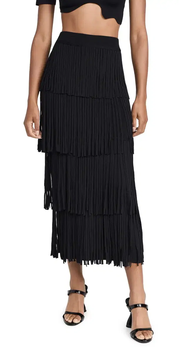 Za Za Knit Fringe kirt Black Za Za Knit Fringe kirt Black