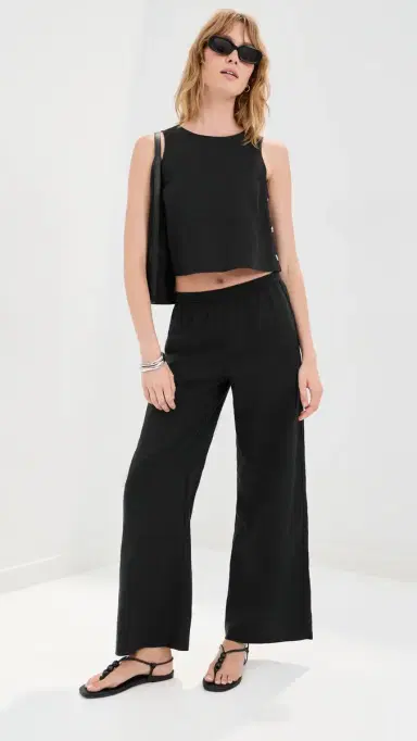 LE BOP Margot inen Wide eg Pants Black | Thumbnail 5 LE BOP Margot inen Wide eg Pants Black | Thumbnail 5