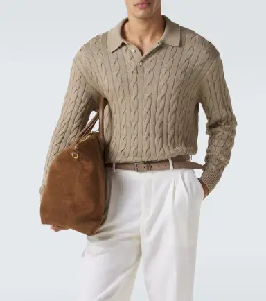 Ralph Lauren Purple Label Cable-knit cotton and silk polo sweater | Thumbnail 3 Ralph Lauren Purple Label Cable-knit cotton and silk polo sweater | Thumbnail 3
