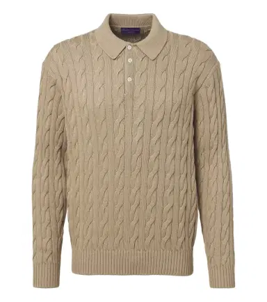 Ralph Lauren Purple Label Cable-knit cotton and silk polo sweater | Thumbnail 1 Ralph Lauren Purple Label Cable-knit cotton and silk polo sweater | Thumbnail 1