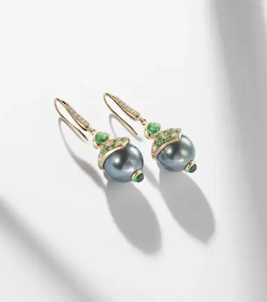 Marina B 18kt gold drop earrings with gemstones | Thumbnail 5 Marina B 18kt gold drop earrings with gemstones | Thumbnail 5