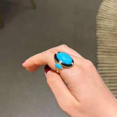 Wish Fine Jewelry 21.24ct Diamond Turquoise Onyx 18K Gold Cocktail Ring | Thumbnail 3 Wish Fine Jewelry 21.24ct Diamond Turquoise Onyx 18K Gold Cocktail Ring | Thumbnail 3