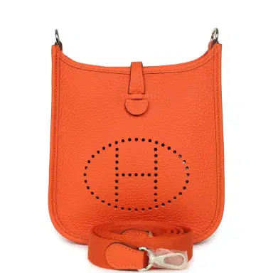 HERMÈS Hermes Evelyne TPM Tangerine Clemence Palladium Hardware | Thumbnail 1 HERMÈS Hermes Evelyne TPM Tangerine Clemence Palladium Hardware | Thumbnail 1