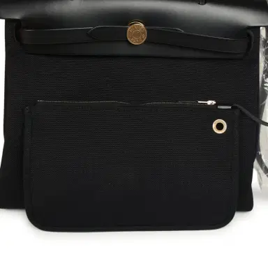 HERMÈS Hermes Herbag Zip 31 PM Black Toile Militaire Canvas and Vache Hunter Gold Hardware | Thumbnail 11 HERMÈS Hermes Herbag Zip 31 PM Black Toile Militaire Canvas and Vache Hunter Gold Hardware | Thumbnail 11
