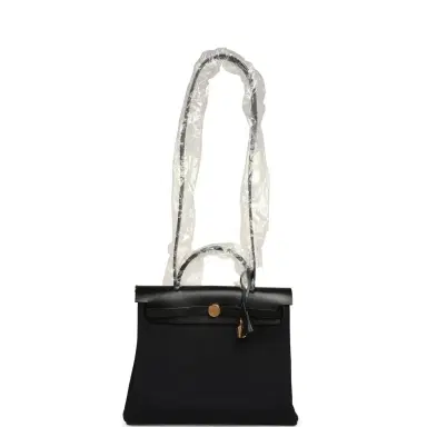 HERMÈS Hermes Herbag Zip 31 PM Black Toile Militaire Canvas and Vache Hunter Gold Hardware | Thumbnail 8 HERMÈS Hermes Herbag Zip 31 PM Black Toile Militaire Canvas and Vache Hunter Gold Hardware | Thumbnail 8