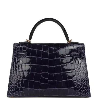 HERMÈS Hermes Kelly Sellier 20 Bleu Encre Shiny Alligator Gold Hardware | Thumbnail 4 HERMÈS Hermes Kelly Sellier 20 Bleu Encre Shiny Alligator Gold Hardware | Thumbnail 4