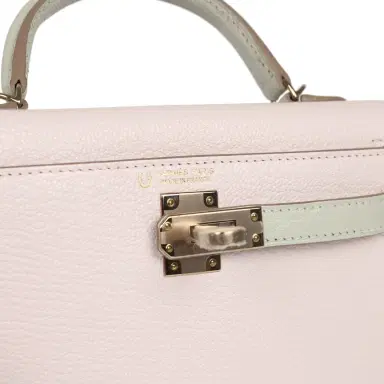 HERMÈS Hermes Special Order (HSS) Kelly Sellier 20 Mauve Pale and Gris Perle Chevre Mysore Permabrass Hardware | Thumbnail 7 HERMÈS Hermes Special Order (HSS) Kelly Sellier 20 Mauve Pale and Gris Perle Chevre Mysore Permabrass Hardware | Thumbnail 7