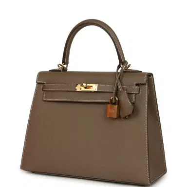 HERMÈS Pre-owned Hermes Kelly Sellier 25 Etoupe Epsom Gold Hardware | Thumbnail 5 HERMÈS Pre-owned Hermes Kelly Sellier 25 Etoupe Epsom Gold Hardware | Thumbnail 5